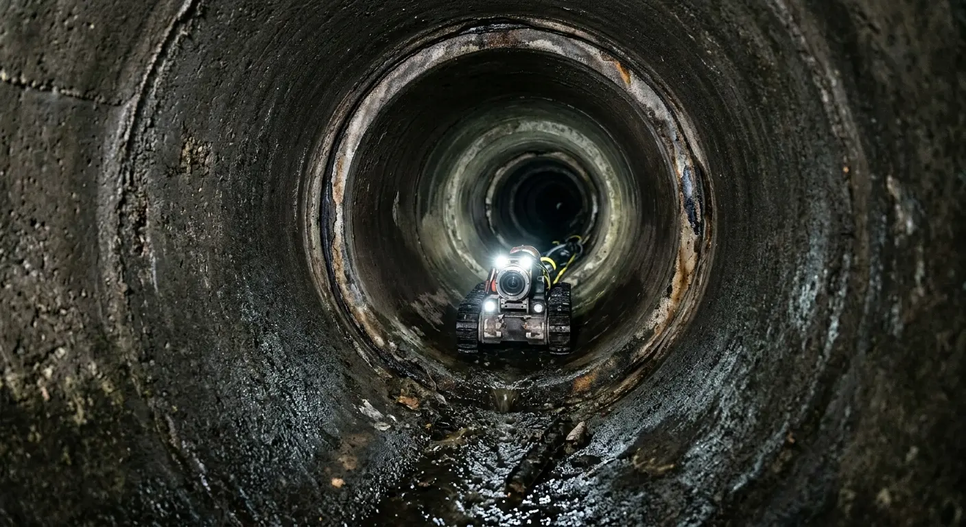 Robotic sewer camera inspecting pipe interior for Sewer Line Cleaning in Caledonia